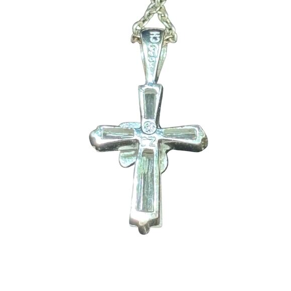 Sterling Silver 925 Dove on Crucifix Cross Pendant Necklace Christian Religion - Picture 3 of 5